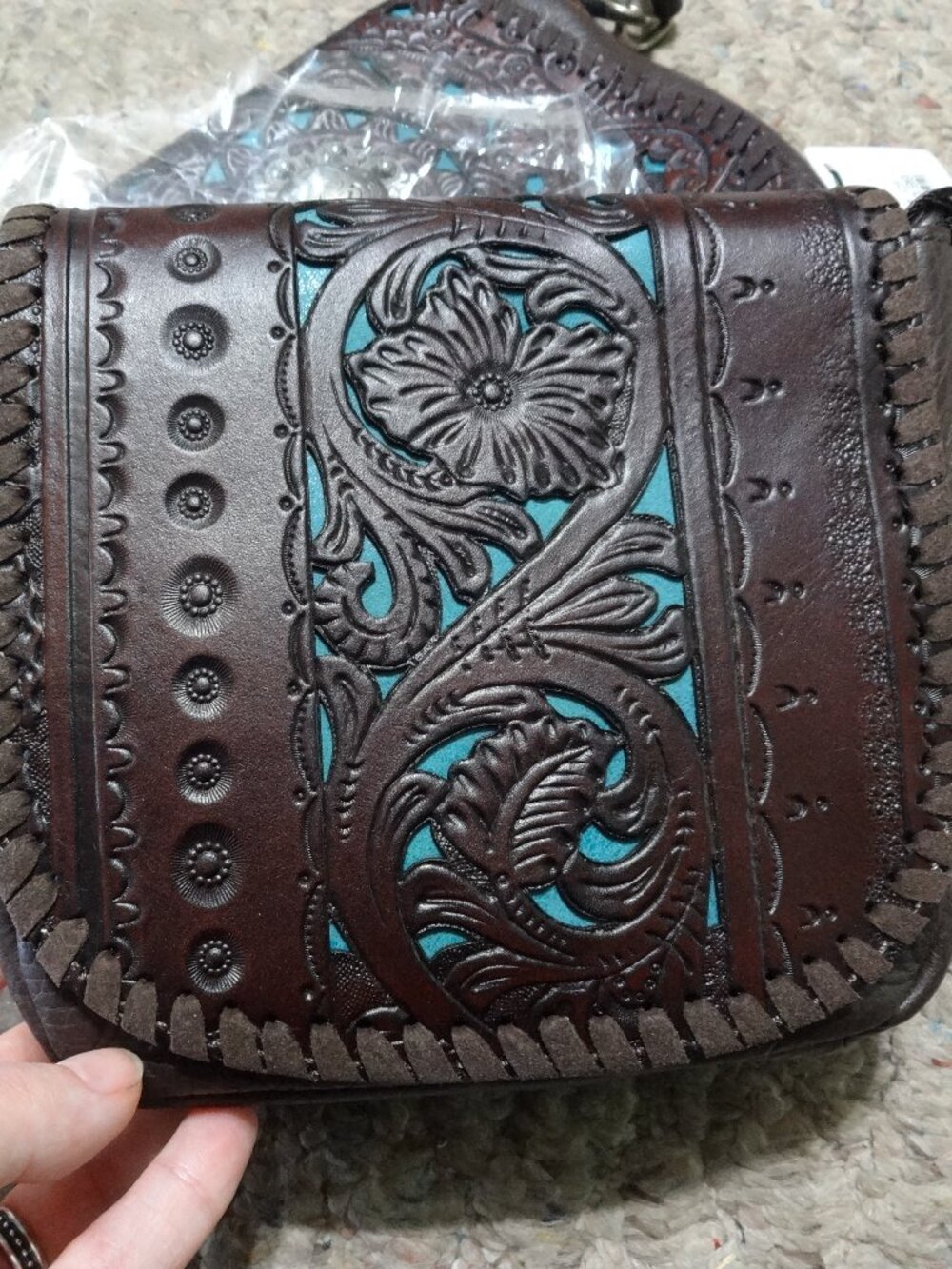 montana west leather crossbody bag turqoiuse NWT